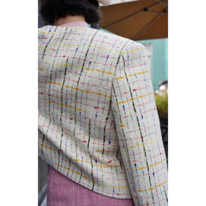 Colorful embroidered tweed short jacket