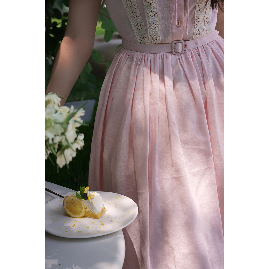 Cherry blossom embroidered Hepburn dress