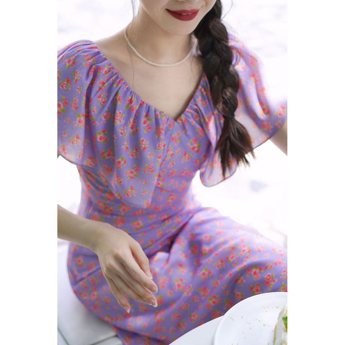 light purple flower crowd retro dress