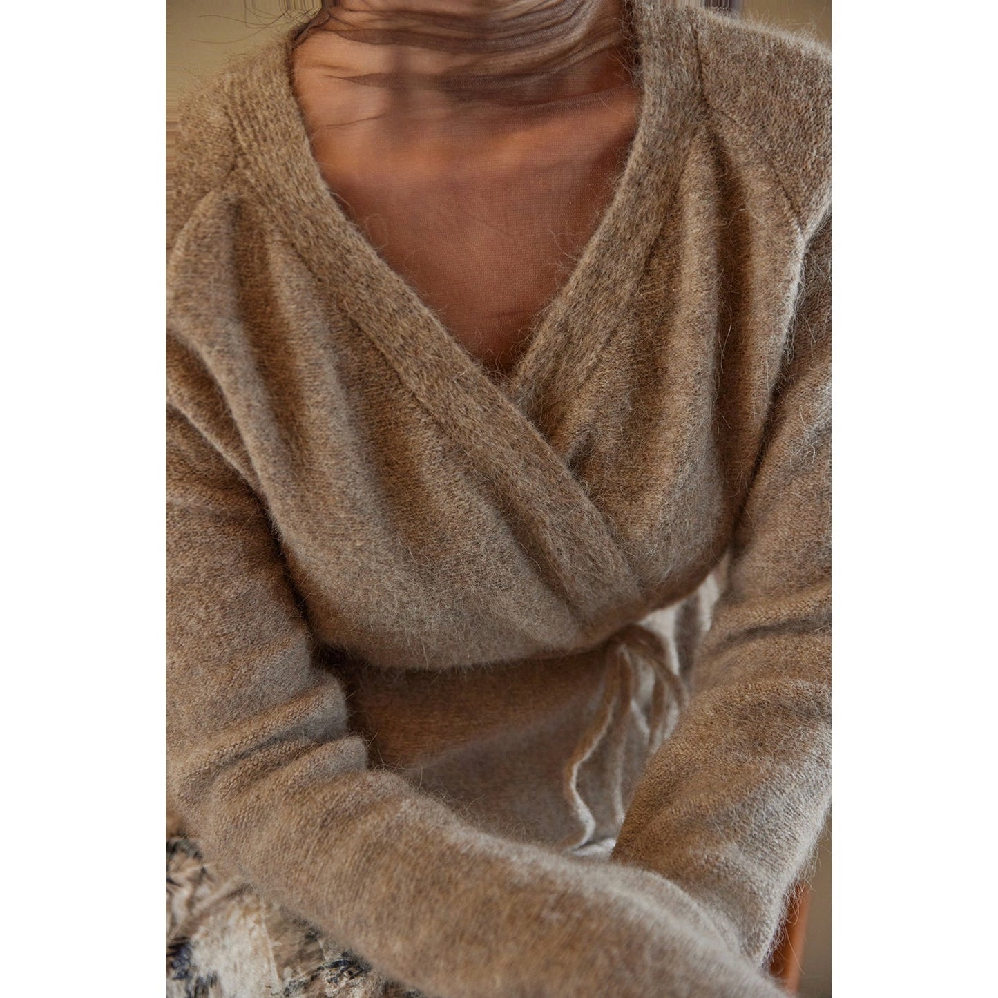 wrapped wool knit tops