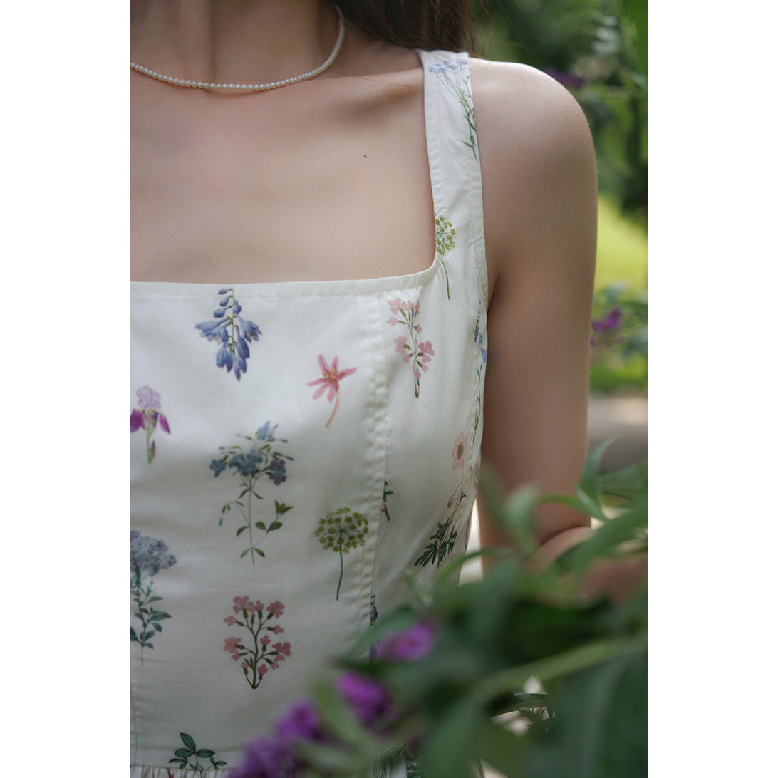 watercolor flower drawing strap dress