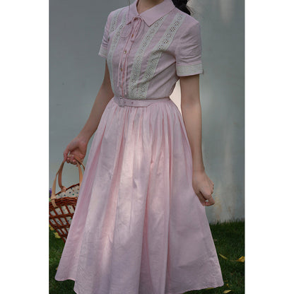 Cherry blossom embroidered Hepburn dress