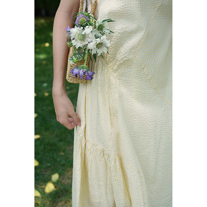 Morning waxing and waning color cotton long dress