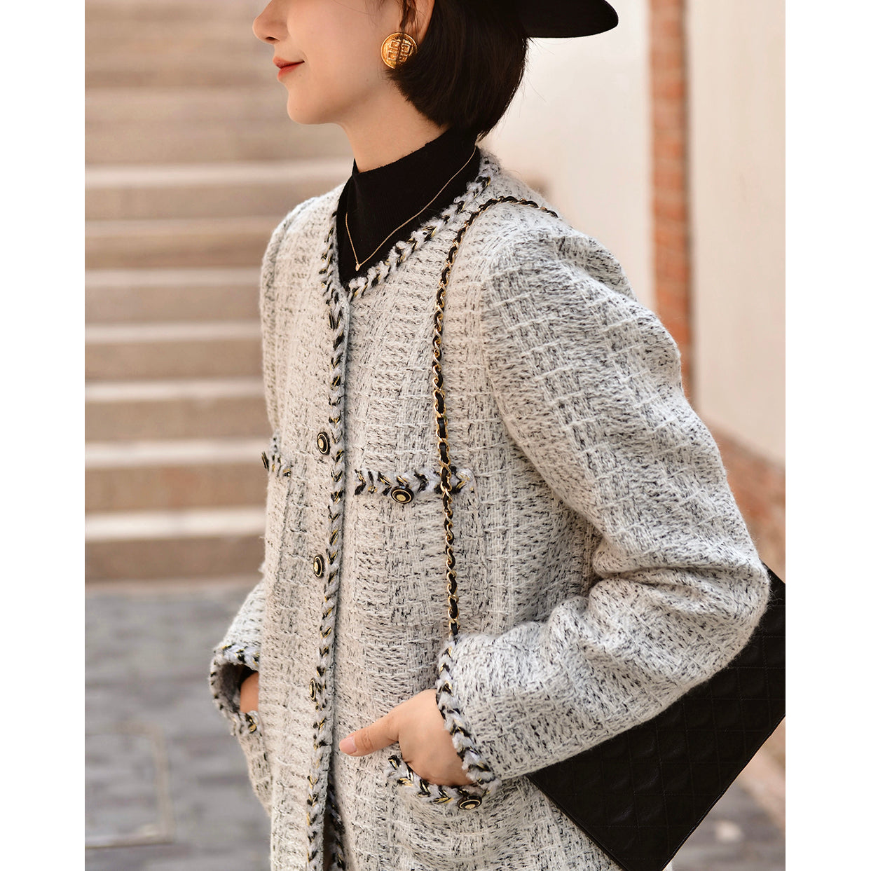 Countess' elegant tweed jacket