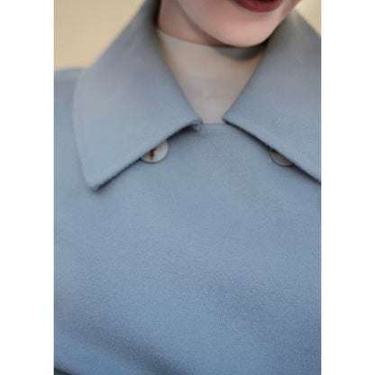 Sky blue classical belt wool coat