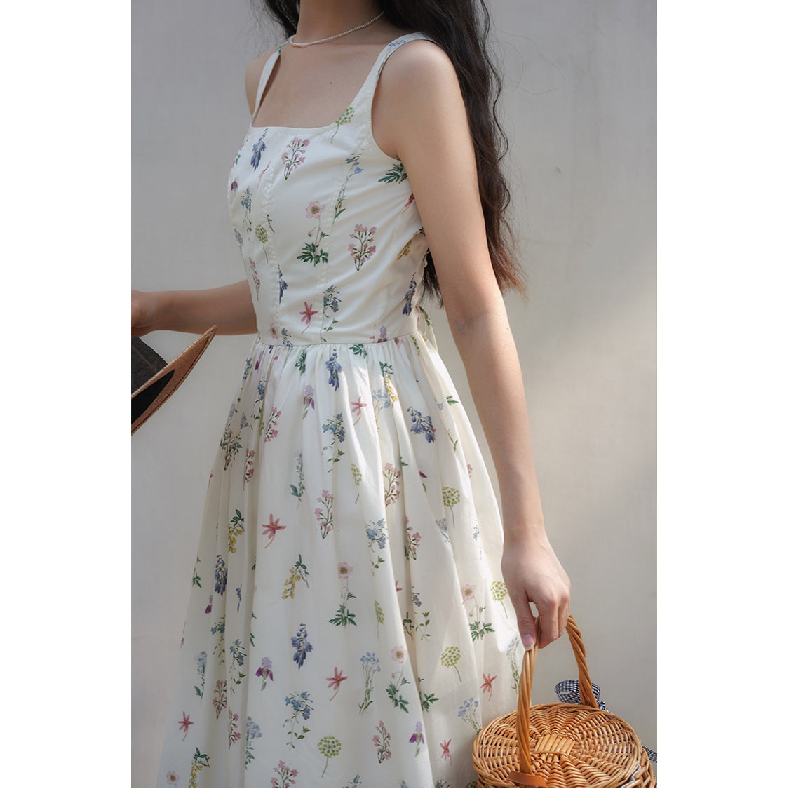 watercolor flower drawing strap dress