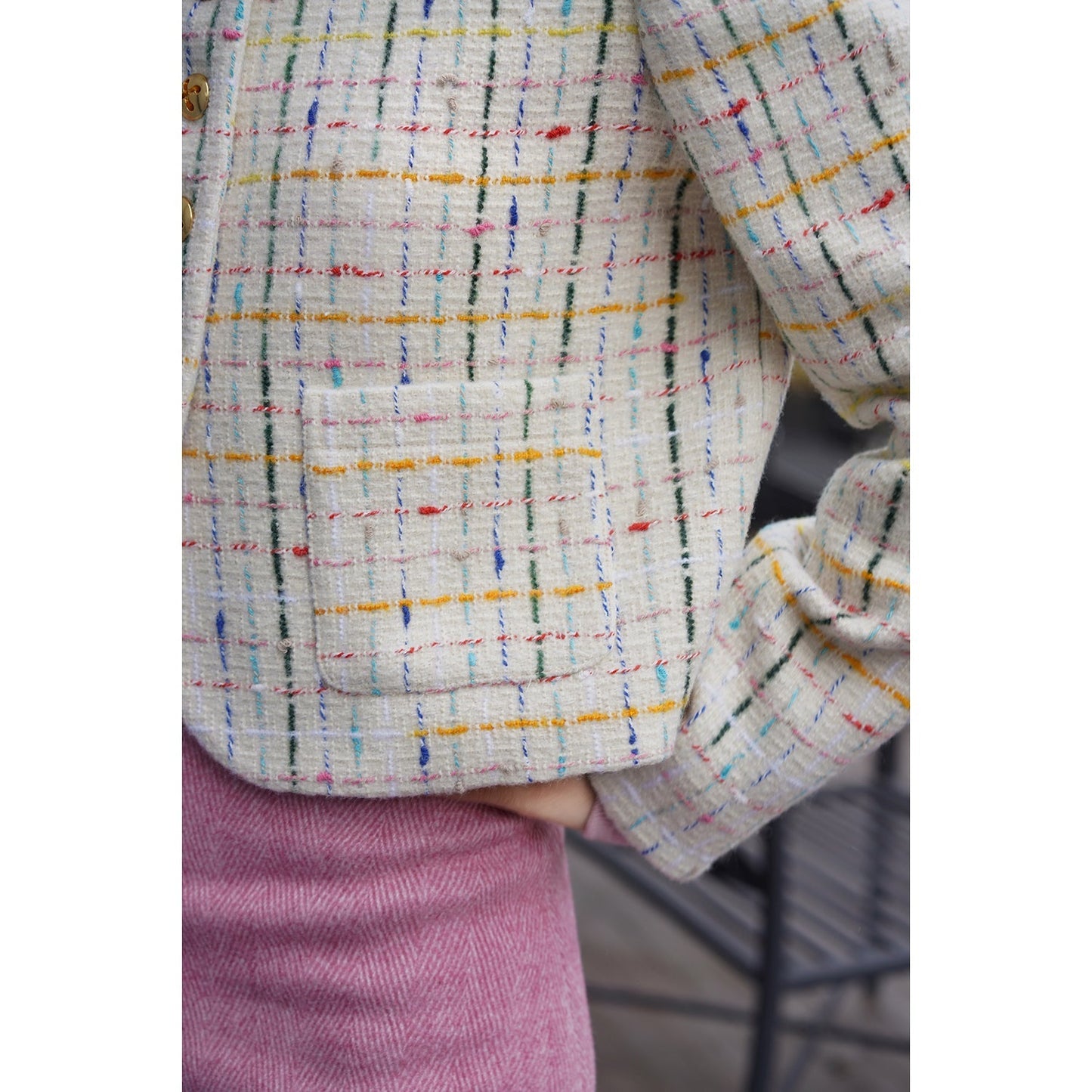 Colorful embroidered tweed short jacket