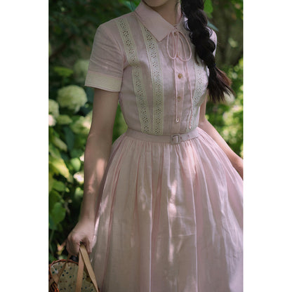 Cherry blossom embroidered Hepburn dress