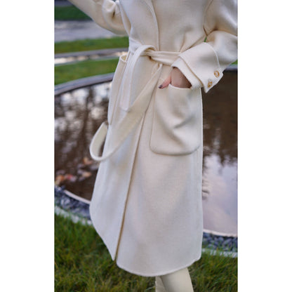 Ivory classical belt wool coat