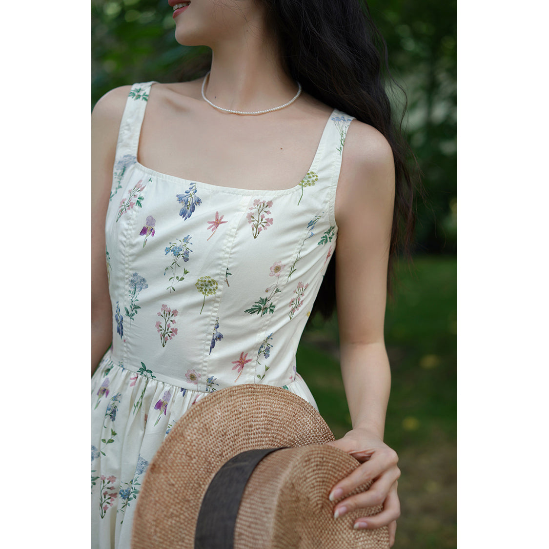 watercolor flower drawing strap dress