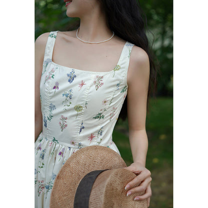 watercolor flower drawing strap dress