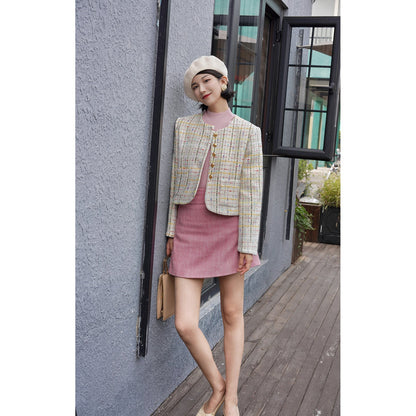 Colorful embroidered tweed short jacket