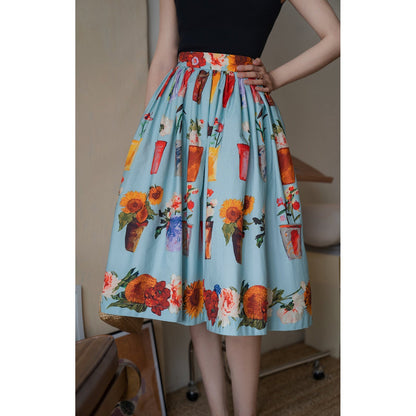 potted flower painting hepburn skirt