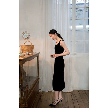 Lady's Silk Suspender Velvet Strap Dress