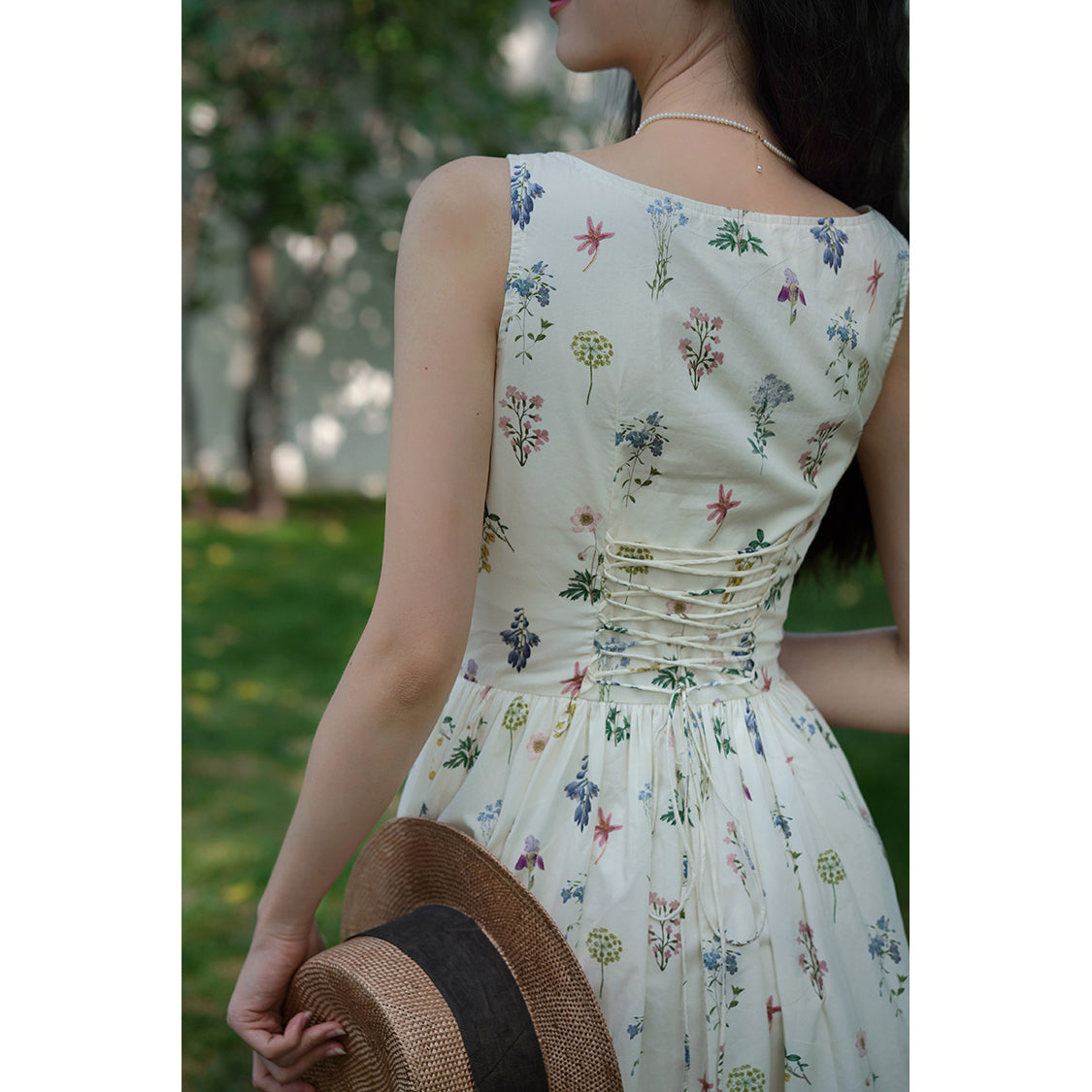 watercolor flower drawing strap dress