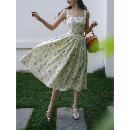 watercolor flower drawing strap dress