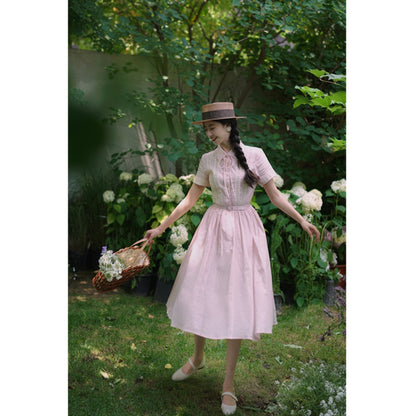 Cherry blossom embroidered Hepburn dress