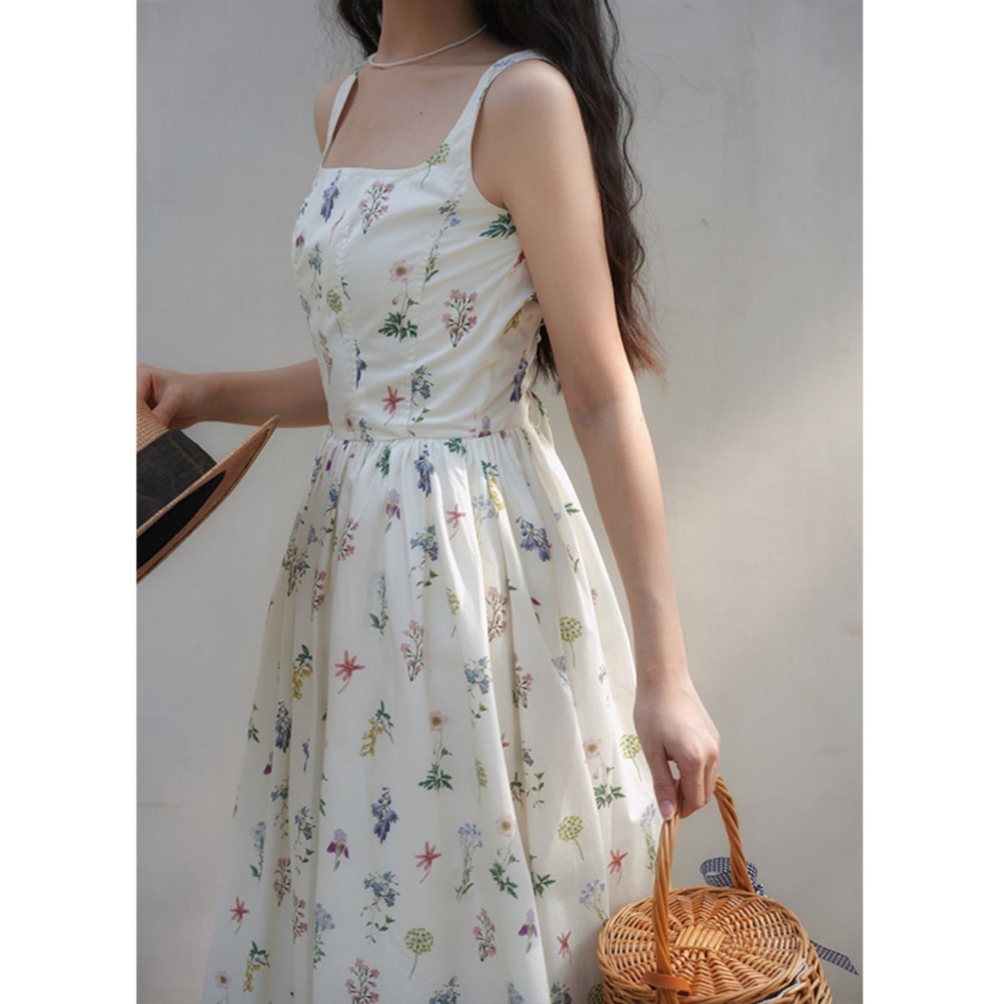 watercolor flower drawing strap dress