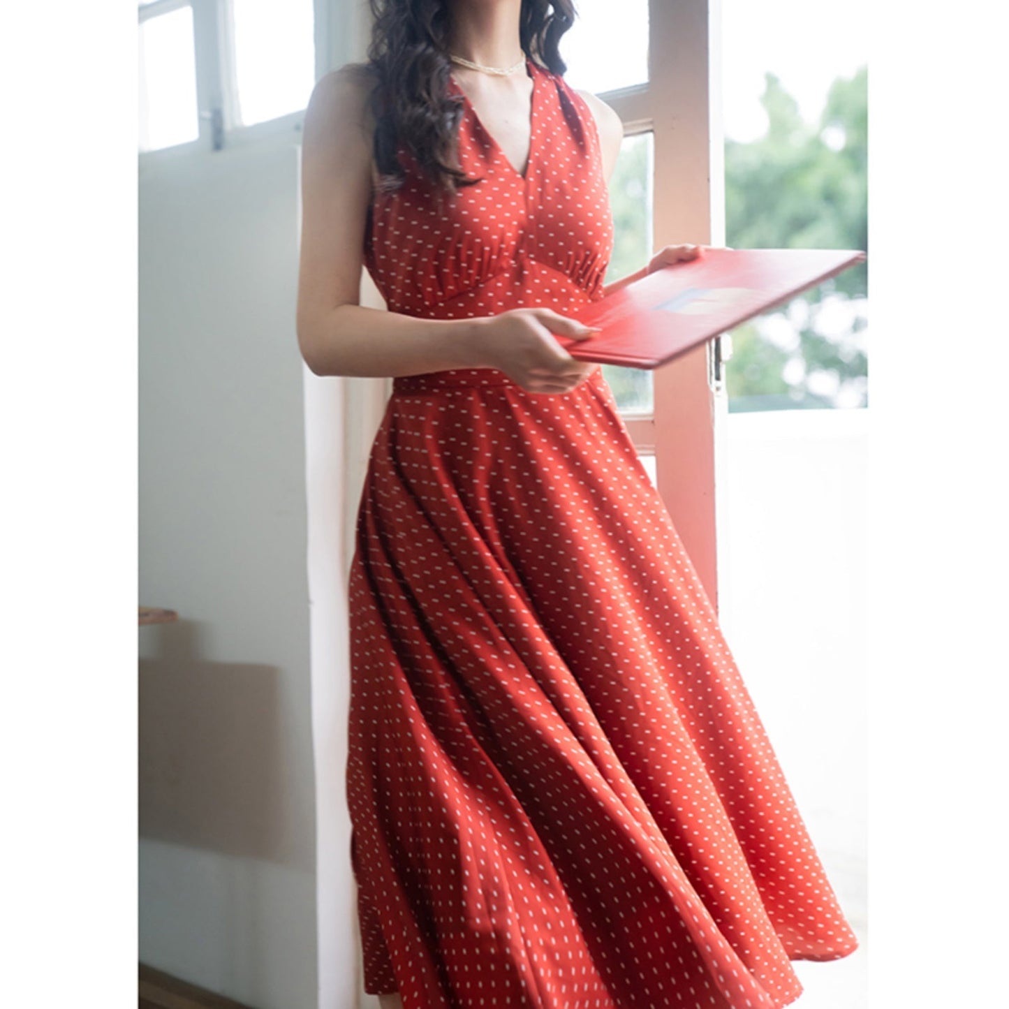 madder polka dot pattern sleeveless dress