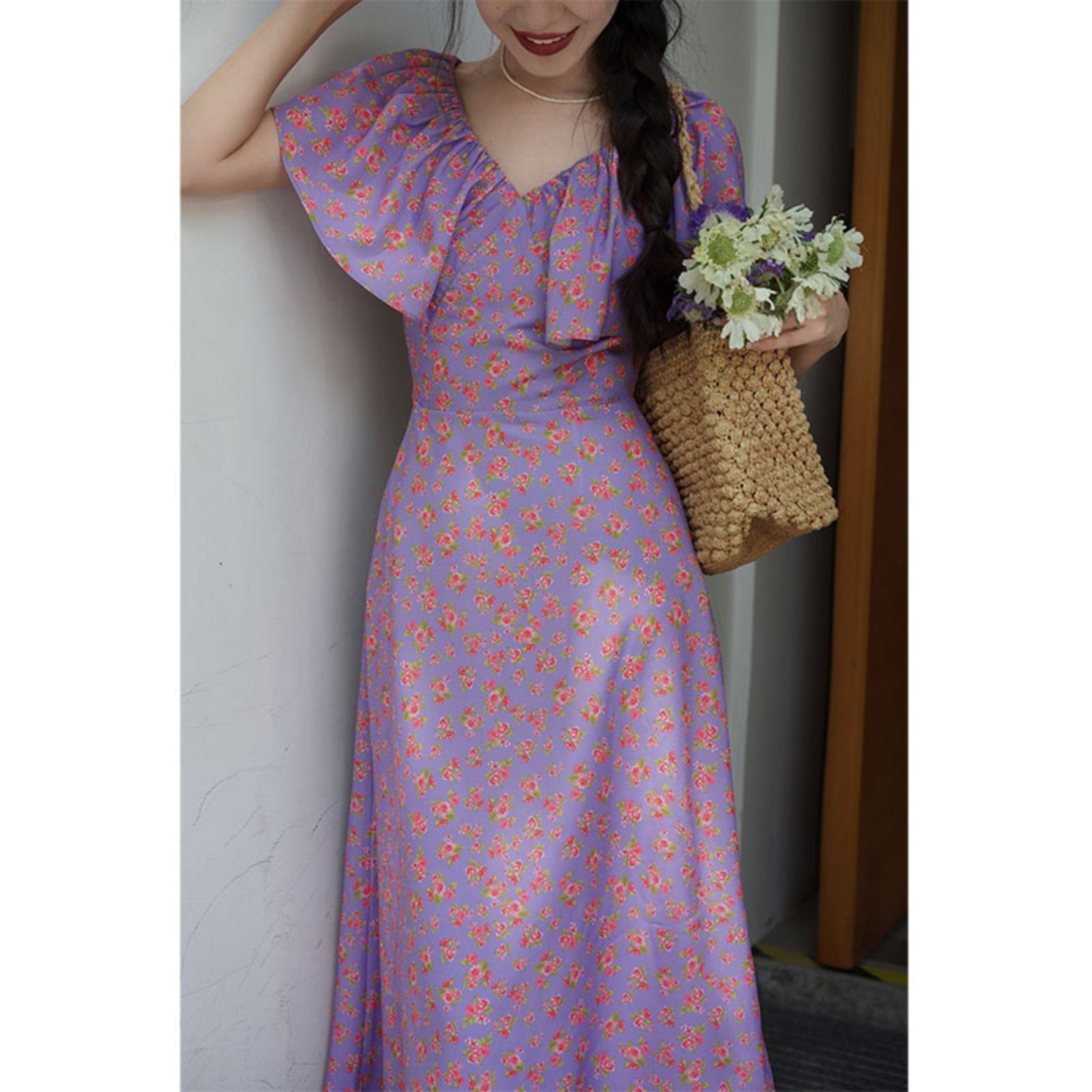 light purple flower crowd retro dress