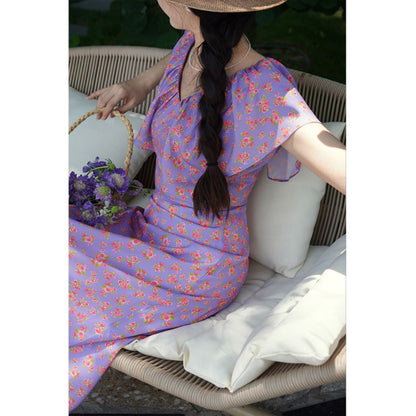 light purple flower crowd retro dress