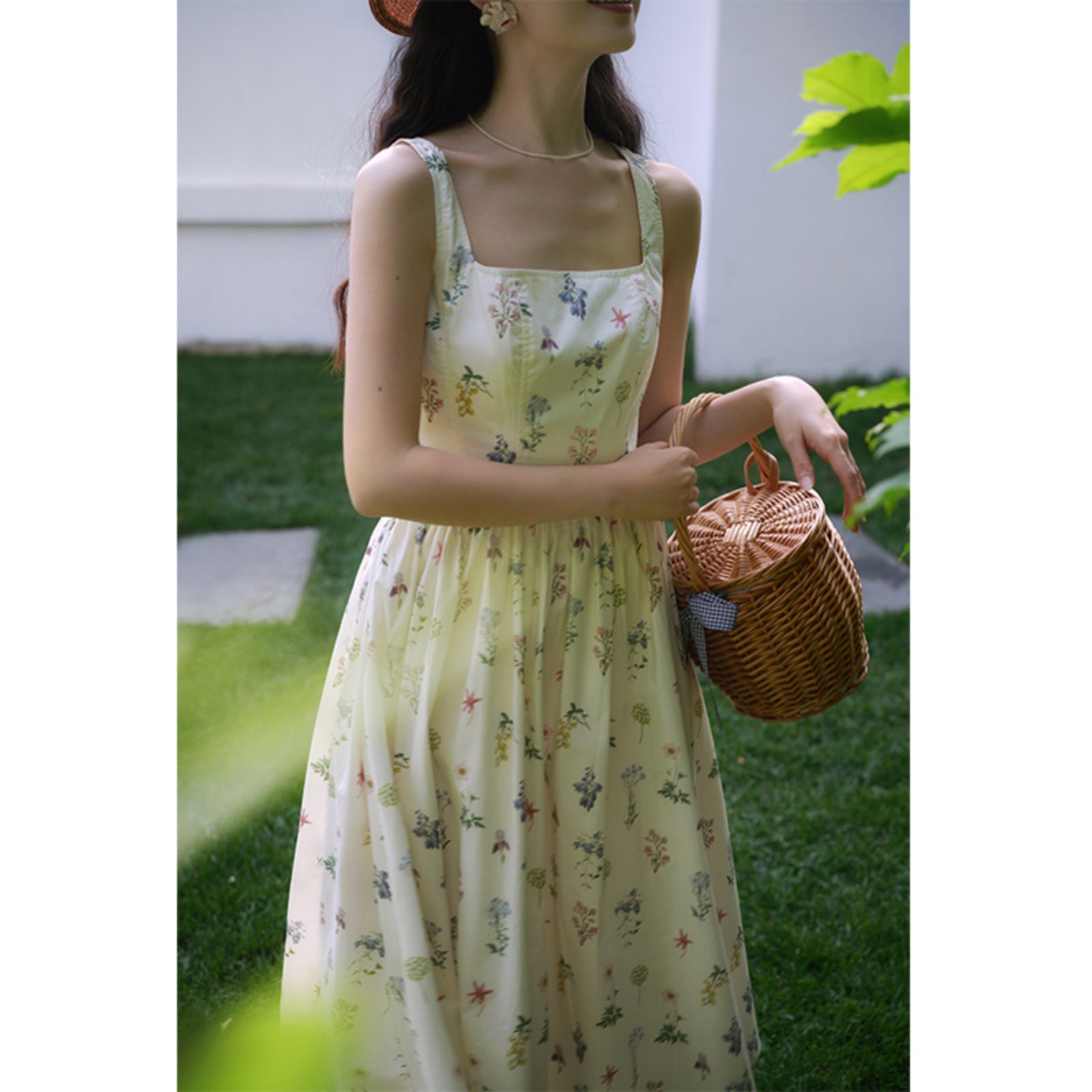 watercolor flower drawing strap dress