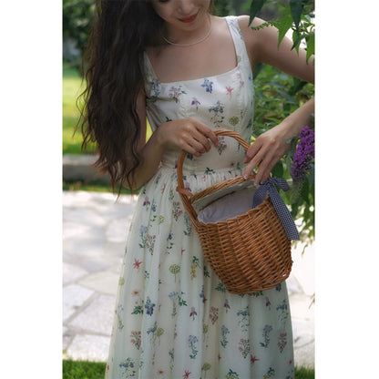 watercolor flower drawing strap dress