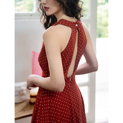 madder polka dot pattern sleeveless dress