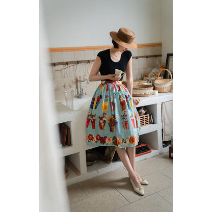 potted flower painting hepburn skirt