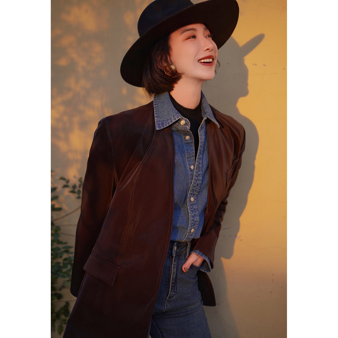 dark brown western movie leather jacket