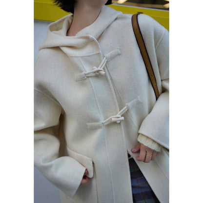 Ivory wool oversized hood coat