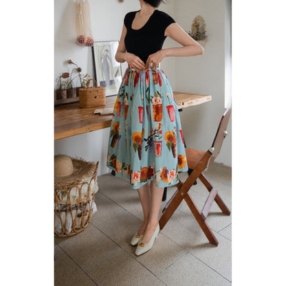 potted flower painting hepburn skirt