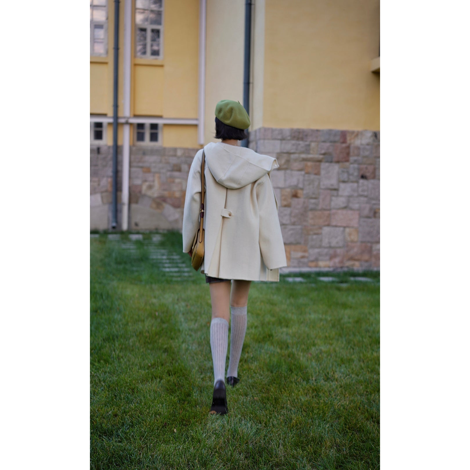 Ivory wool oversized hood coat