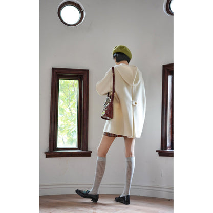 Ivory wool oversized hood coat