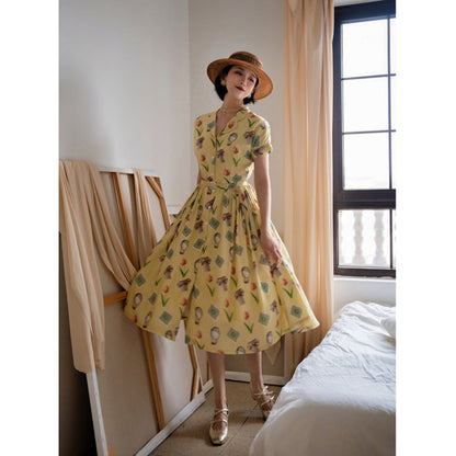 Balloon stamp flower retro dress