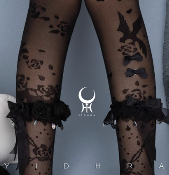 Yidhra - Nightingale and Rose - Elegant Lolita Stereo Flower Thin Tights