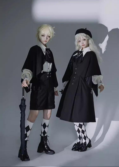 CastleToo - Night Raven Magic - Ouji Lolita Dress Set, Suspender Shorts & Cape