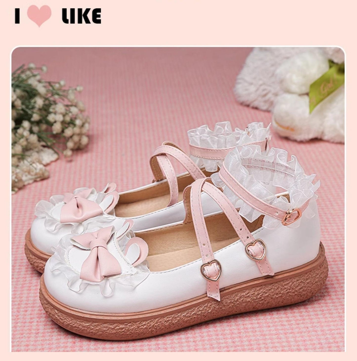 Yana - Sweet Bunny - Sweet Lolita Flat Shoes with Ear and Bow Decorations