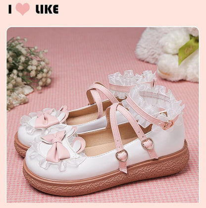 Yana - Sweet Bunny - Sweet Lolita Flat Shoes with Ear and Bow Decorations