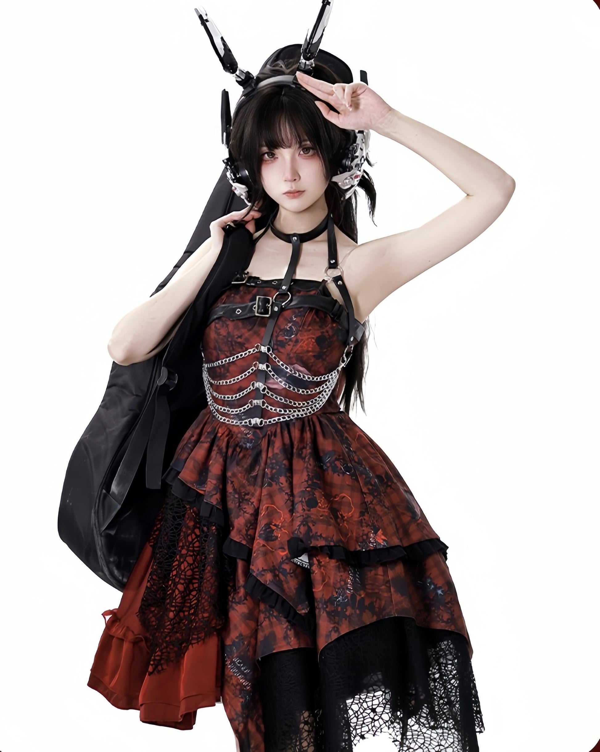 YingLuoFu - Bleeding Strawberry - Gothic Lolita JSK Dress With Jacket/Rib Chain Accessory