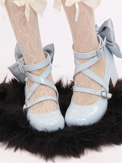 MODO - Follow in the Moonlight - Sweet Lolita Round Toe Shoes with Large Bow