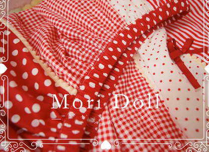 Mori Doll - Strawberry Jam - Sweet Lolita Dot and Stripe Print Skirt