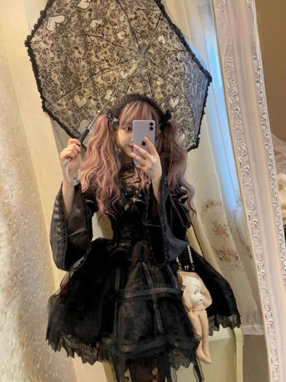 Doujiang - Rose Cage - Gothic Lolita Dress Black Suspender Dress