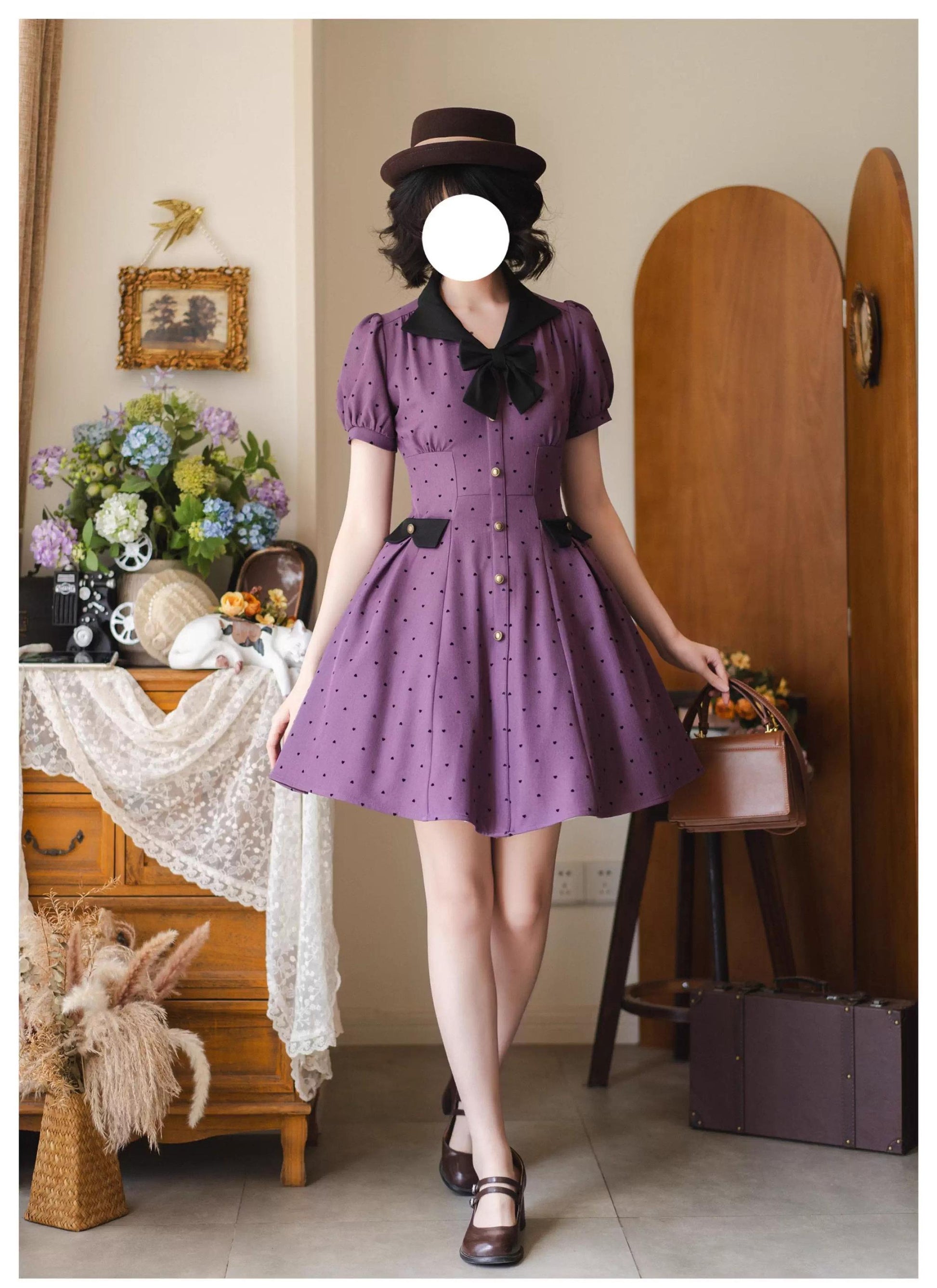 Forest Wardrobe - Forest Polka-Dot - Classic Lolita OP Dress With Polka Dots & Pockets