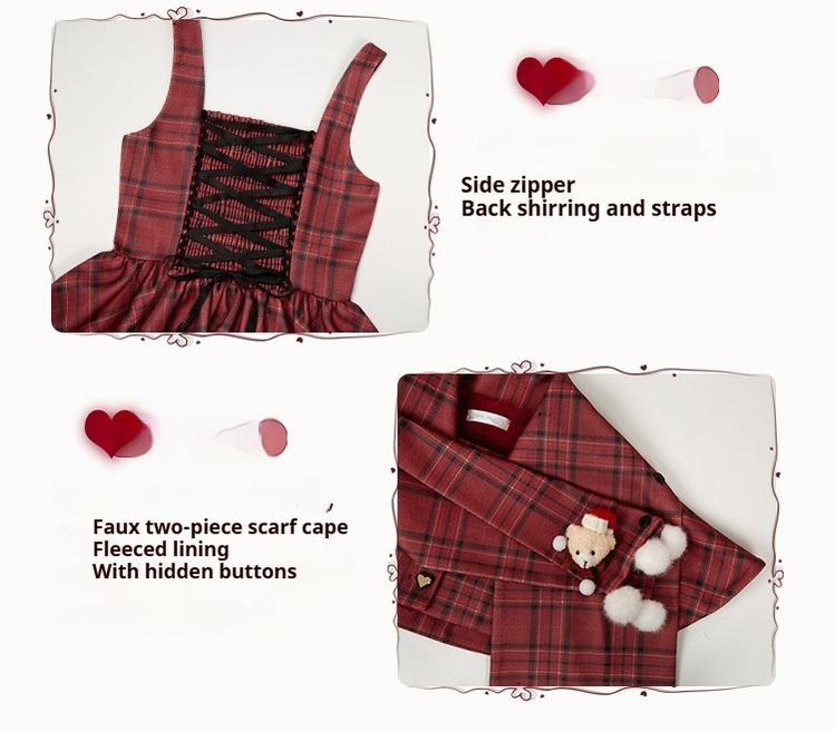 With PUJI - Wish Date - Twins Lolita Fishbone Bust-supporting JSK Winter Scarf-Cape