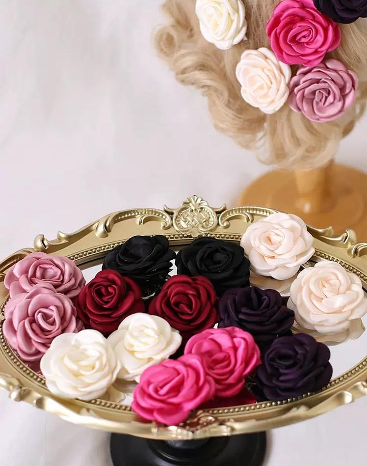 Xiaogui - Retro Lolita Brooch Rose Hairpins Flower Headdress