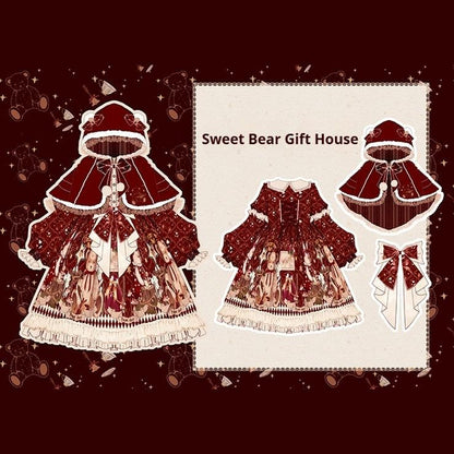 Matutu - Sweet Bear Gift House - Sweet Lolita Suit Christmas Lolita OP and Cape