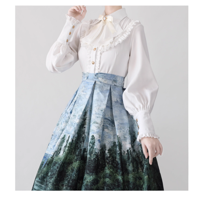 Time Memory - Elegant Lolita Slim Fit Mutton Sleeve Blouse