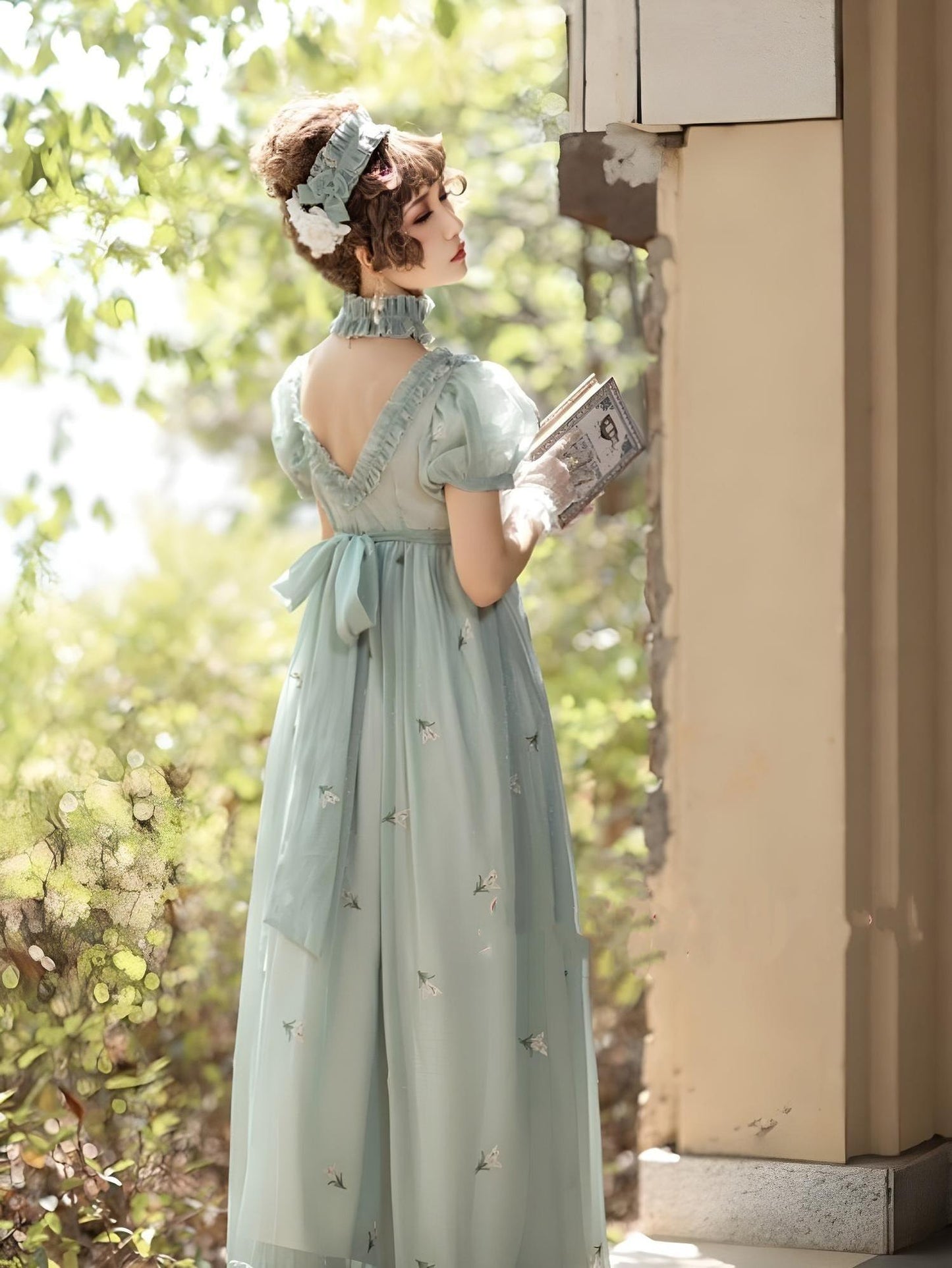 Surface Spell - Spring Rendezvous - Vintage Lolita OP Dress Embroidered Empire Waist Dress