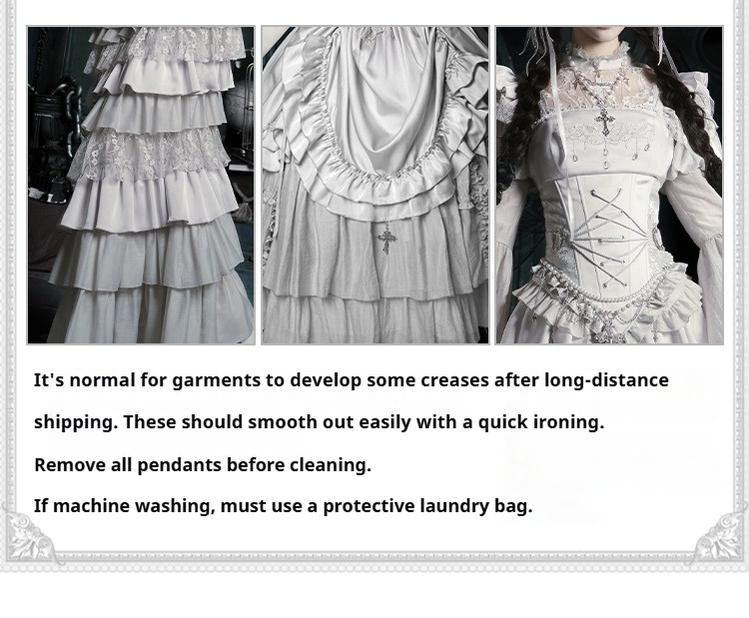 With PUJI - Letter and Poetry ﾂｷ Humanoid Robot - Silver Gothic Lolita Mermaid Skirt Set